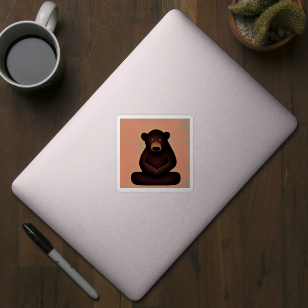 Brown Bear In Contemplation Sitting Peacefully Meditating Illustration by SubtleSplit